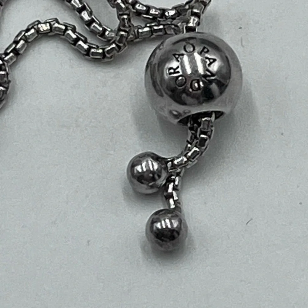 Pandora Glacial Beauty Sliding Bracelet Bolo (Item #597558CZ) Baguette Adj